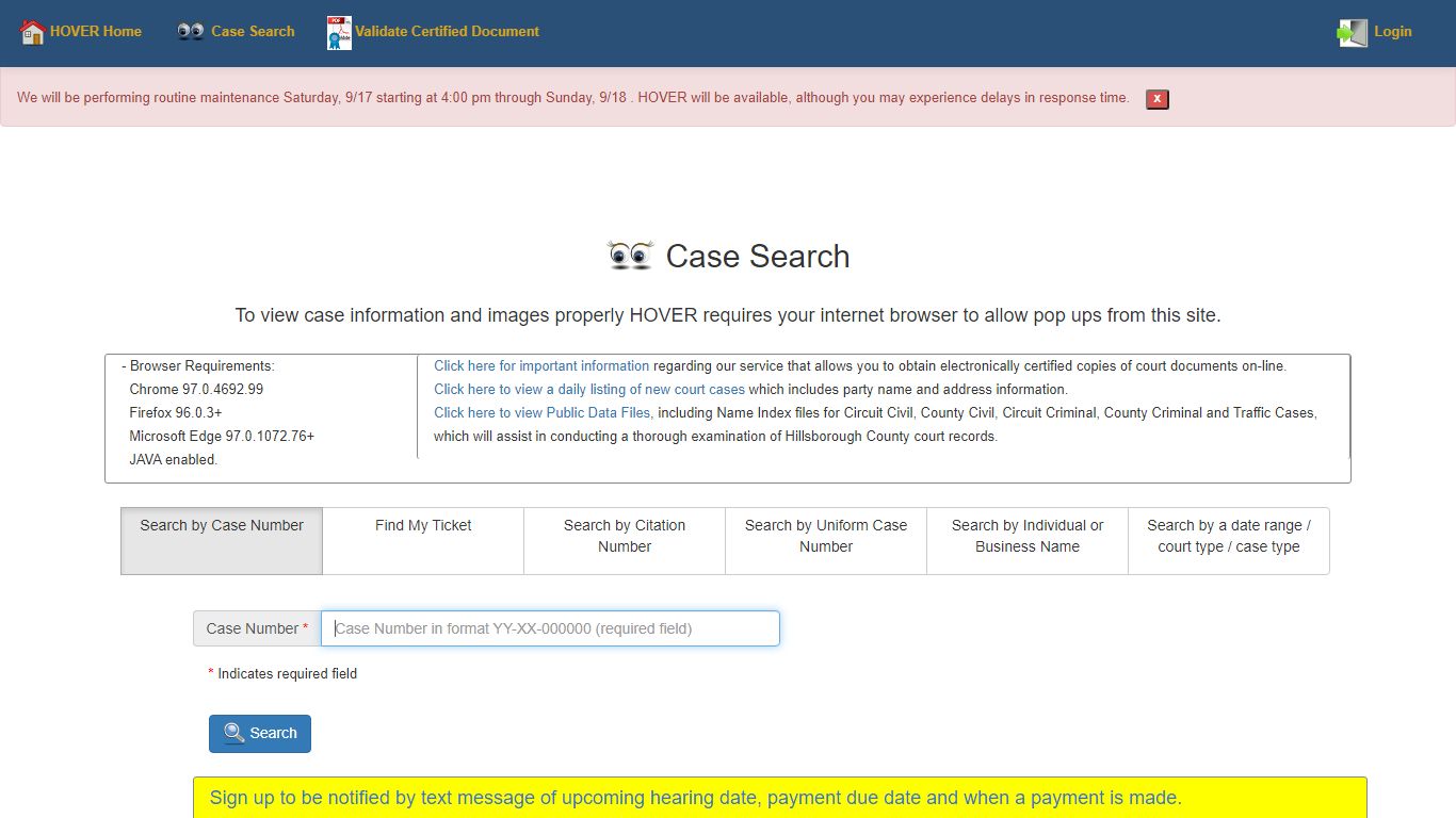 Case Search - Hover Home